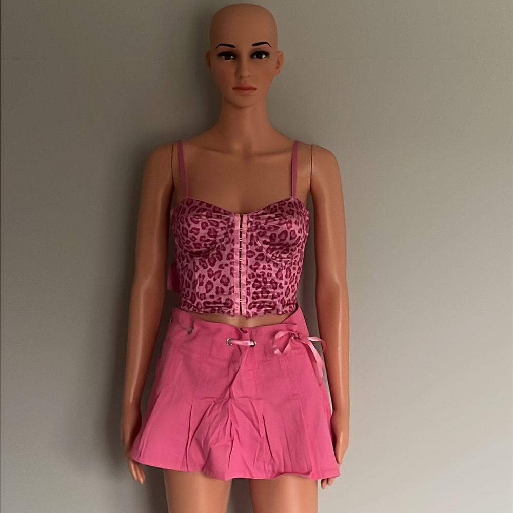 ‼️NWT‼️Dolls Kill X Sugar Thrillz Rich N Famous Ribbon Mini Skirt Pink Large